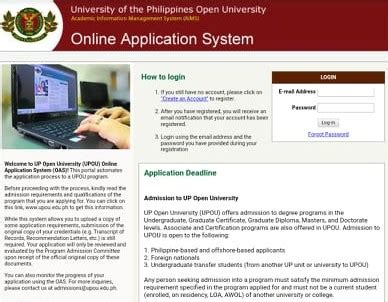 UPOU Online Application System (OAS) Terms of Use .